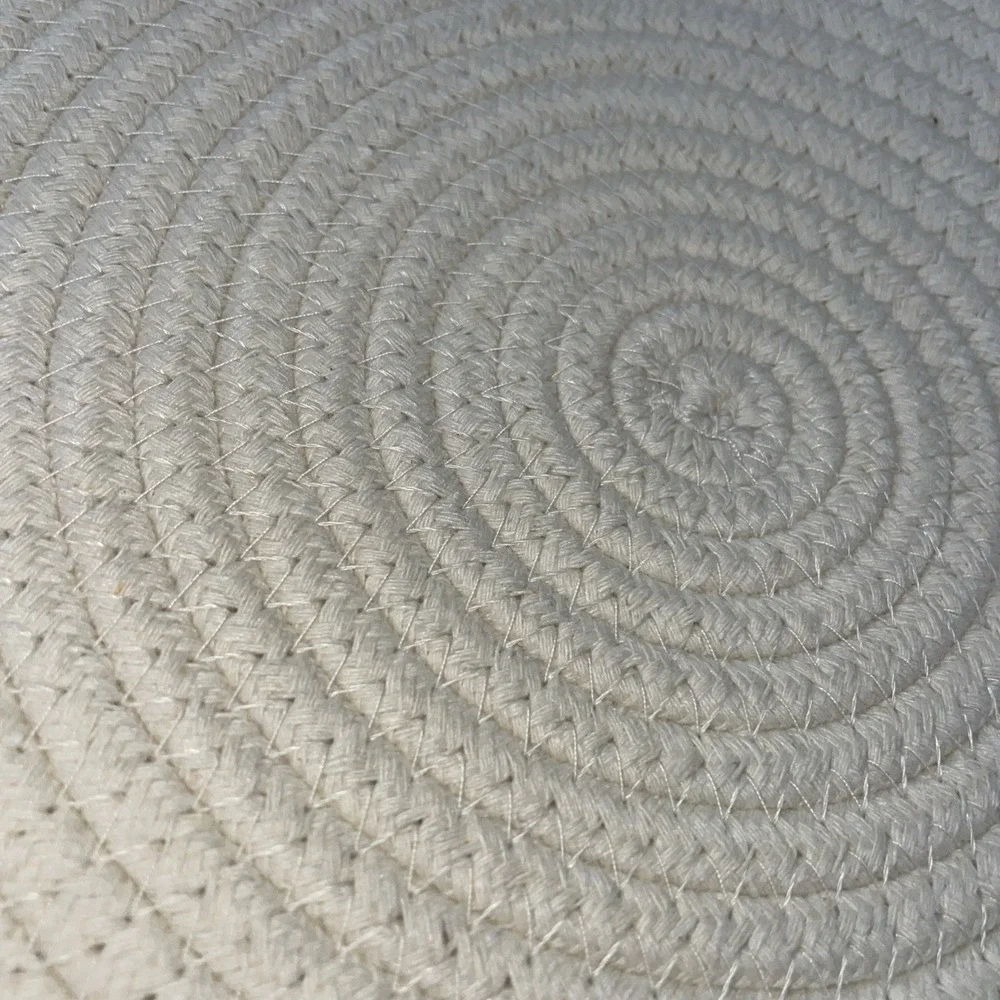 Woven Rope Tray 1 Large Cream 1 Large Green Boho Minimalist 15 Inch Double Hand